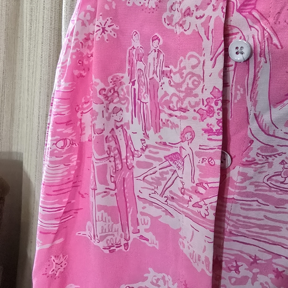 Lilly Pulitzer silk Palm Springs beach nudes swimmers story print dress - Picture 8 of 16